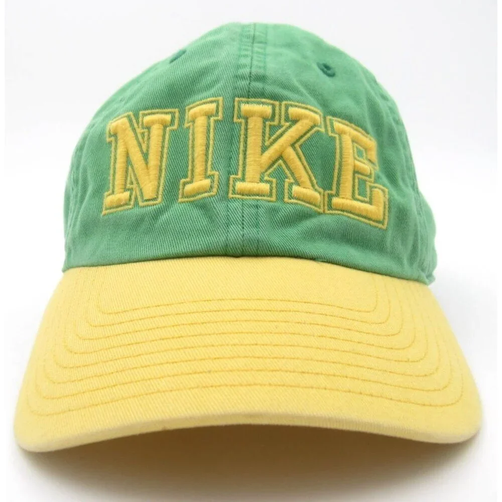 Y2K Vintage Nike‎ Spell Out Adjustable Embroidered One Size Cotton Hat (C)